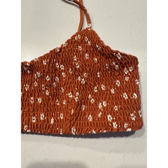 Faithful The Brand Bikini Set Size Large Shirred Lindsay & Luna Orange Floral - Picture 5 of 11